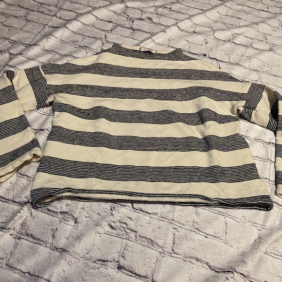 Anthropologie Eri & Ali Navy/ Cream Striped Pullover Sweatshirt, Size  Small - Picture 9 of 9